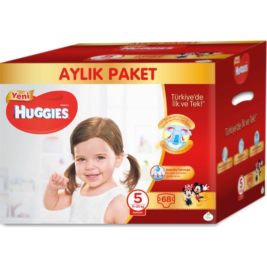 Huggies Bebek Bezi 5 Beden Aylık Paket Junior 68 Adet Fiyatı