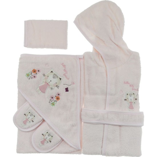Bebitof 3259 Kedili Kız Bebek Bornoz Seti Fiyatı