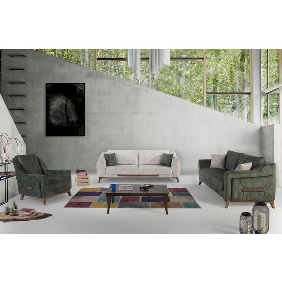 Hepsi Home Lion Koltuk TakımıYeşil Krem 3+3+1 Fiyatı
