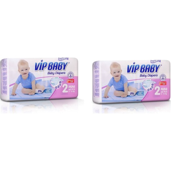 Vip Baby Active&Soft 2 Numara Mini 40 Adet 2li Set Bebek Bezi