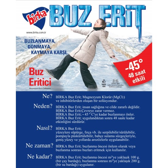 Birka Buz Erit 6 kg Kar ve Buz Çözücü Solüsyon 48 Saat Fiyatı