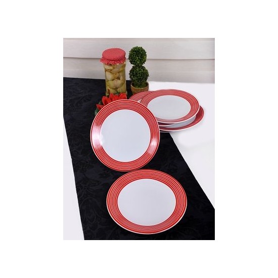 Keramika 6 Adet Pasta Tabağı 20 Cm Stripe Kırmızı Fiyatı