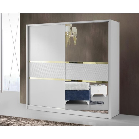 Yıldız Mobilya Stella Aynalı Sürgü Kapaklı Gardırop Beyaz Fiyatı