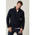 Altınyıldız Classics Erkek Lacivert Anti-pilling Tüylenme Yapmayan Standart Fit Bato Yaka Soğuk Geçirmez Polar Sweatshirt