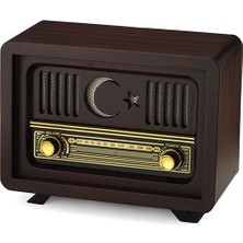 Otantik Çarşı Nostaljik USB ve Bluetooth'lu Radyo Ayyıldız Kahverengi