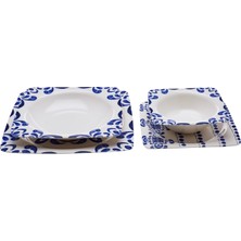 Emsan Ethnic Blue 24 Parça Kare Porselen Yemek Takımı