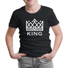 Lord T-Shirt King And Queen - King Siyah Çocuk Tshirt