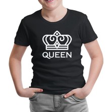 Lord T-Shirt King And Queen - Queen Siyah Çocuk Tshirt