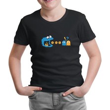 Lord T-Shirt Pac-Man - Kurabiye Canavarı Siyah Çocuk Tshirt