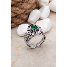 Sümer Telkari Elişi Gümüş Damla Taşlı Yüzük 3231