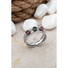 Sümer Telkari Elişi Taşlı Gümüş Yüzük 3244