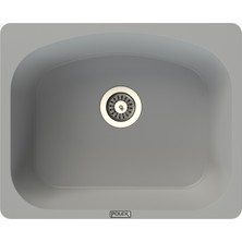 POLEX Cristalüx Granit Evye P-OL60 Gri Tezgah Altı Ve Tezgah Üstü Kare Mutfak Evyesi 60x49,5cm