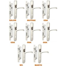 Obukacha 4+1 Daire Seti (8 Takım Bravo Model Saten Renk Oda Tipi Kapı Kolu+8 Adet Kale 151 R Kapı Kilidi)