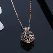 Ervanur 925 Ayar Gümüş Siyah Inci Lotus Kafes Kolye