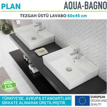 Aqua Bagno  Plan  Seramik Kare Çanak Lavabo ,60 x 45 Cm. Beyaz