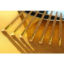 Eda Luxury Beauty 7'li Diamond Özel Gold Kristal Taşlı Altın Göz Farı Makyaj Fırçası Seti Süslü Eyeshadow Makeup Brush