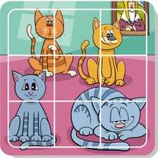 Lipyos Kedi, Köpek, Sevimli Hayvanlar ve Robotlar 9 Parça 4'lü Yapboz Ilk Puzzle, Kolay Puzzle 9PUZZ1658