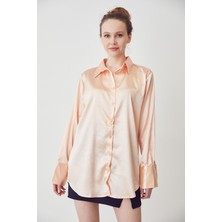 Lime Moda Oversize Saten Gömlek-Somon