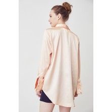 Lime Moda Oversize Saten Gömlek-Somon