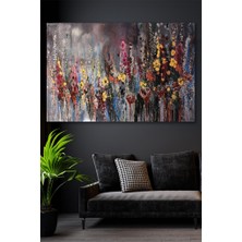100 x 140 Yağlı Boya Görünümlü Fırça ve Çiçek Kanvas Tablo
