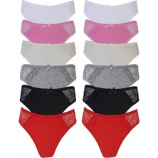 Tutku 12'li Paket Tutku 0515 Firuze Dantelli Bayan Elastan Bikini Külot