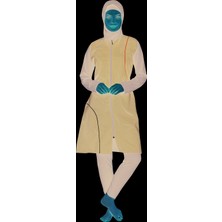 Secret Moda Çizgili Renk Seçenekli Tam Kapalı Hızlı Kuruma Özellikli Tesettür Mayo Lacivert 1500-6