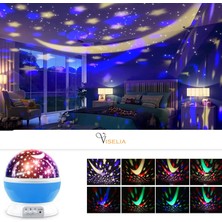 Viselia Starmaster  3 Kalem Pilli + 5 Volt Yıldız Yansıtmalı Küre Tip Gece Lambası