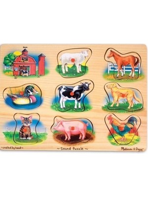 Melissa Doug Ahşap Sesli Yapboz Çiftlik Hayvanlar