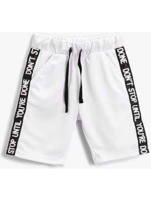 Koton Erkek Çocuk Slogan Baskılı Şort Beli Bağcıklı