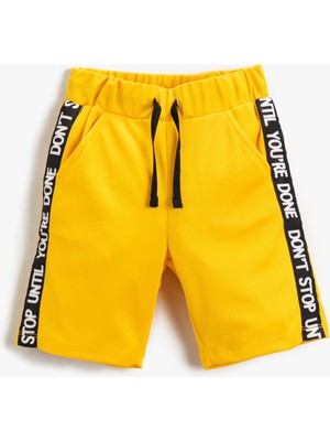 Koton Erkek Çocuk Slogan Baskılı Şort Beli Bağcıklı