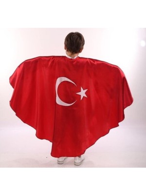 Ay Yıldız Çocuk Pelerini - 23 Nisan Ay Yıldızlı Unisex Çocuk Pelerini