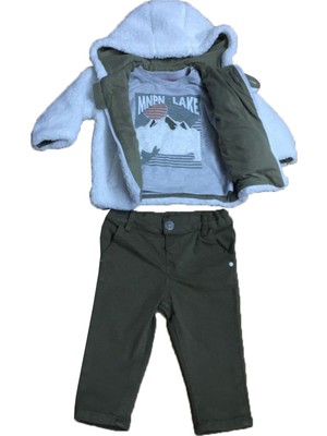 BebePan Fishing Erkek Çocuk Peluş Sweatshirt T-Shirt Pantolon Takım 3-30 Ay