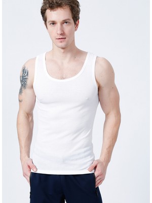 The Don Slim Fit Düz Beyaz Erkek Atlet - 100TDNATL007002S