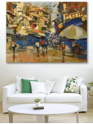 100 x 140 Meydan Yağlı Boya Görünümlü Kanvas Tablo