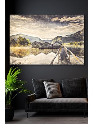 Hediyeler Kapında 90 x 130 Yağlı Boya Görünümlü Çiftlik Kanvas Tablo