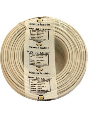 Öznur 3x1,5mm2 Nym (Antigron) 100mt Beyaz