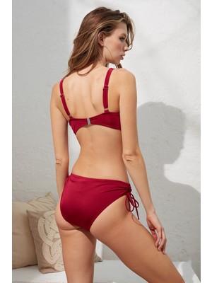 Pierre Cardin Curly Soft Pedli Toparlayıcı Bikini Bordo 221219