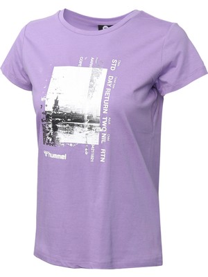 Hummel 911490-2102   Rahat Kalıp Baskılı Açık Mor Kadın T-Shirt