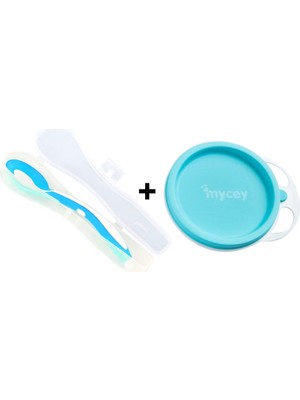 MYCey Beslenme Seti (Kapaklı Mama Tabağı + Taşıma Kutulu Mama Kaşığı)