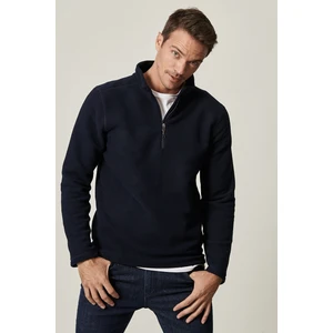 AC&Co / Altınyıldız Classics Erkek Lacivert Anti-pilling Tüylenme Yapmayan Standart Fit Bato Yaka Soğuk Geçirmez Polar Sweatshirt