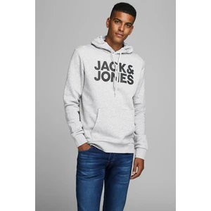 Jack & Jones Hood Corp Logo Erkek Gri Kapüşonlu Sweatshirt