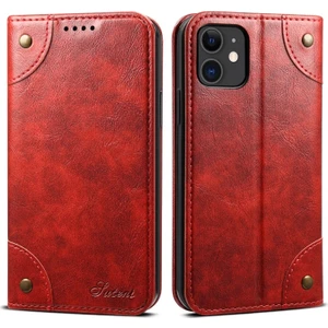 Apple iPhone 11 Için 055 Serisi Çizilmeye Düşmeye Dayanıklı Pu Deri+Tpu Cüzdan Tasarımlı Standlı Telefon Kılıfı - Kırmızı (Yurt Dışından)