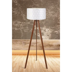 Hediyeler Kapında Beyaz Puantiye Başlıklı Tripod Lambader