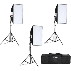 Sürekli Işık Seti 50 x 70 cm Softbox 3'lü + Çantalı Kit