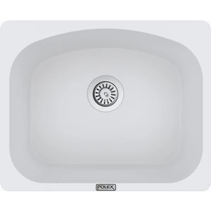 POLEX Cristalüx Granit Evye P-OL60 Beyaz Tezgah Altı Ve Tezgah Üstü Kare Mutfak Evyesi 60x49,5cm