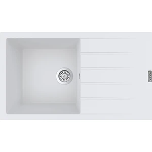 POLEX Cristalüx Granit Evye P-SX1 Beyaz Tezgah Altı Ve Tezgah Üstü Mutfak Evyesi 86x49,5cm