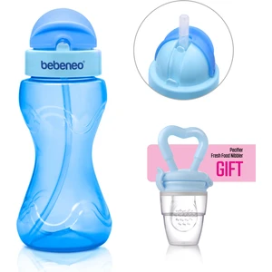 Pipetli Bardak Suluk & Süzgeçli Meyve Emziği Hediye Pratik Kapaklı Bebek Matarası 300 ml