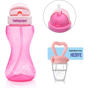 Pipetli Bardak Suluk & Süzgeçli Meyve Emziği Hediye Pratik Kapaklı Bebek Matarası 300 ml