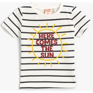 Bisiklet Yaka Normal Kalıp Çizgili Çok Renkli Bebek T-Shirt - 2SMB10022TK