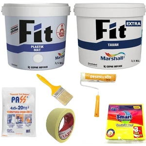 Fit Plastik İç Cephe Boyası 3.5 kg + Fit Extra Tavan Boyası 3.5 kg + 5 Parça Boyama Seti